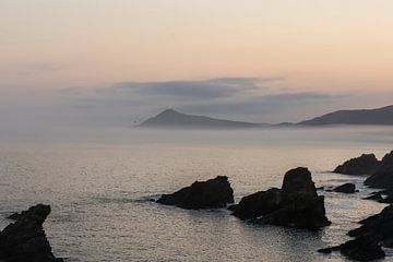 Morning glow over rugged rocky coastline