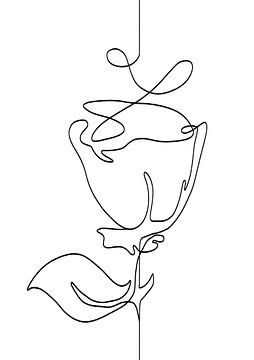 Zwart Wit illustratie van een roos - modern kunstwerk van Emiel de Lange