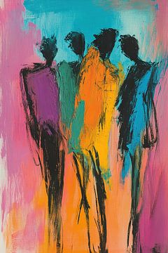 Abstrakte Figuren | Fünf Figuren in lebendigen Farben von Kunst Laune