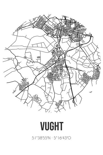 Vught (Noord-Brabant) | Landkaart | Zwart-wit van Stad & Wand