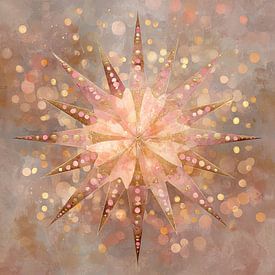 Poinsettia rayonnant en or, bronze et rose sur Lauri Creates