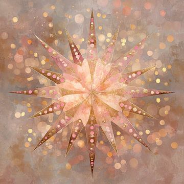 Poinsettia rayonnant en or, bronze et rose