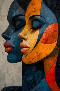 Schilderij Vrouw Abstract | Groot Schilderij Vrouw Gezicht van AiArtLand