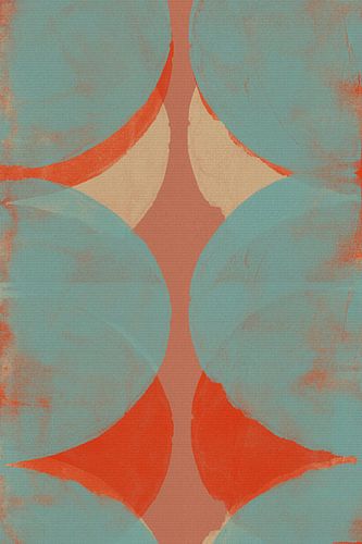 Abstracte geometrische vormen in blauw, oranje, roze terra