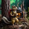 Humorous photorealistic illustration of a travelling squirrel by Beeld Creaties Ed Steenhoek | Photography and Artificial Images