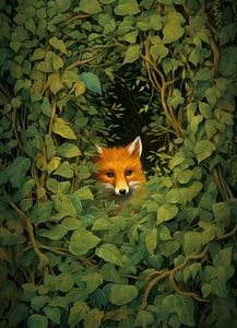 Fuchs im Grünen versteckt