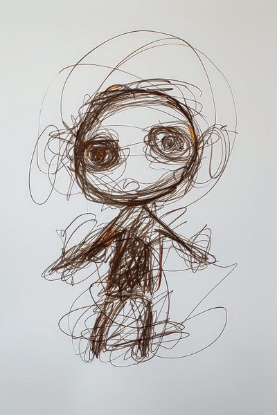 Abstrakte Puppe - Verspielte Kinderzeichnung von Peter Pen Zeichnungen und Gemälde