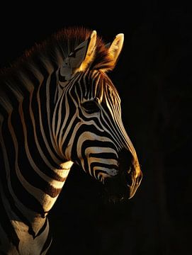Contours of Wildness - Zebra in Sunset Light by Eva Lee