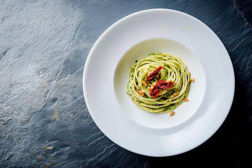 Pasta auf elegantem Teller – Gourmet-Genuss von Poster Art Shop