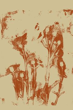 Botanique pastel. Plante imprimée. Fleurs en terre. sur Dina Dankers