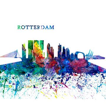 Rotterdam Holland Skyline Silhouette Impressionistic Splash