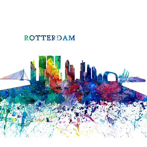Rotterdam Holland Skyline Silhouette Splash impressionniste