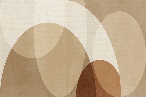 Minimalistische kunst in bruine kleuren op linnen