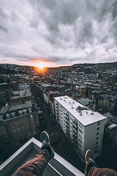 Zonsondergang boven Stuttgart van Flave_de