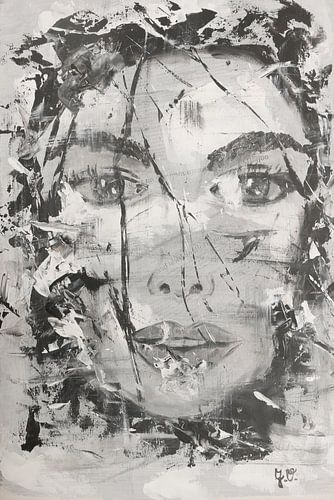 vrouwenportret in zwart en wit van jolanda verduin