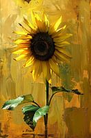 Beautiful sunflower against yellow background