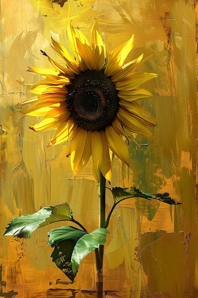 Beautiful sunflower against yellow background by Art & Soul Creations