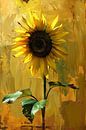 Beautiful sunflower against yellow background by Art & Soul Creations thumbnail