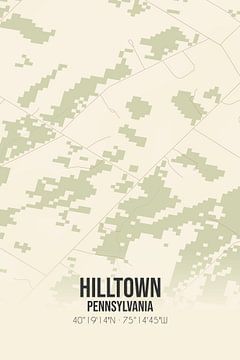 Alte Karte von Hilltown (Pennsylvania), USA. von Rezona