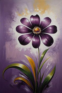 Impression de fleur violette sur fond moderne sur De Muurdecoratie
