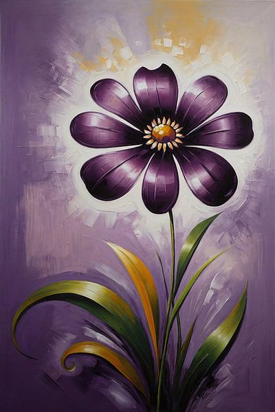 Purple Flower Impression on Modern Background by Art & Soul Creations