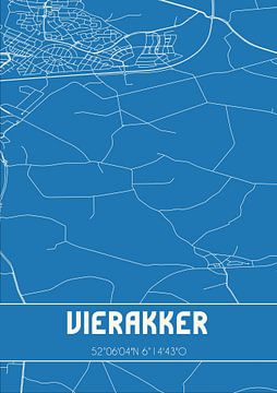 Blaupause | Karte | Vierakker (Gelderland) von Rezona