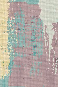 Scandinavische kleurrijke abstracte kunst in lila, groenblauw en geel van Abstract Minimalist Art