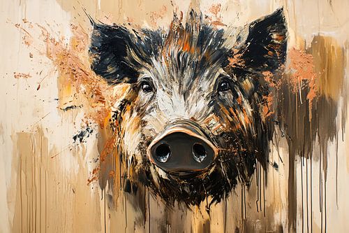 Expressief portret van een wildzwijn