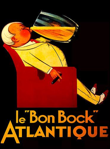 Franse vintage affice bierreclame "Le Bon Bock"