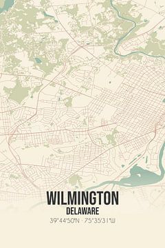 Vintage landkaart van Wilmington (Delaware), USA. van MijnStadsPoster