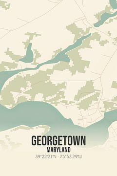 Vintage landkaart van Georgetown (Maryland), USA. van Rezona