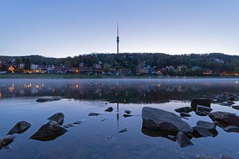 The blue hour on the River Elbe in Dresden