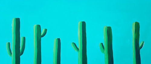 Cactuslandschap in helder blauw
