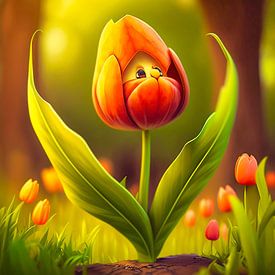 Tulipe avec visage sur Digital Art Nederland