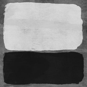 Modern abstract expressionisme. Wit en zwart op grijs. van Dina Dankers