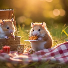 Hamsters genieten van een picknick #3 van Ralf van de Sand