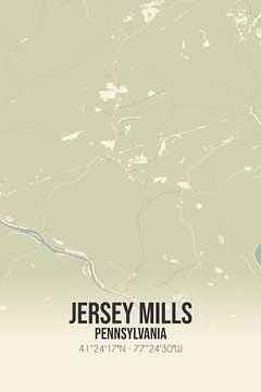 Carte ancienne de Jersey Mills (Pennsylvanie), USA. sur Rezona