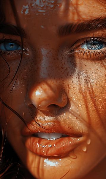 Sultry Summer Portrait with Blue Eyes by Steinfox Art