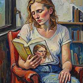 Damen-Doppelporträt 04 (lesen) von Hans Levendig (lev&dig fotografie)