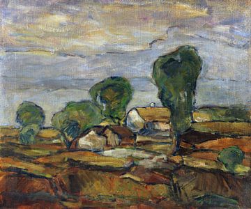 Adolf Hölzel, Landschaft mit Häusern und Bäumen, 1905