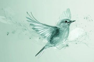 Vleugels van Licht: Dynamische Vogelschets van Eva Lee