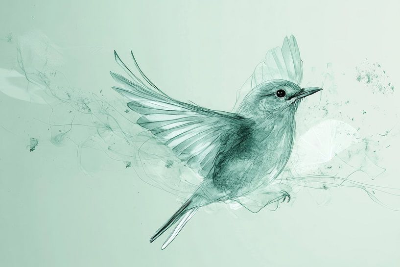 Les ailes de la lumière : Croquis dynamique d'un oiseau par Eva Lee