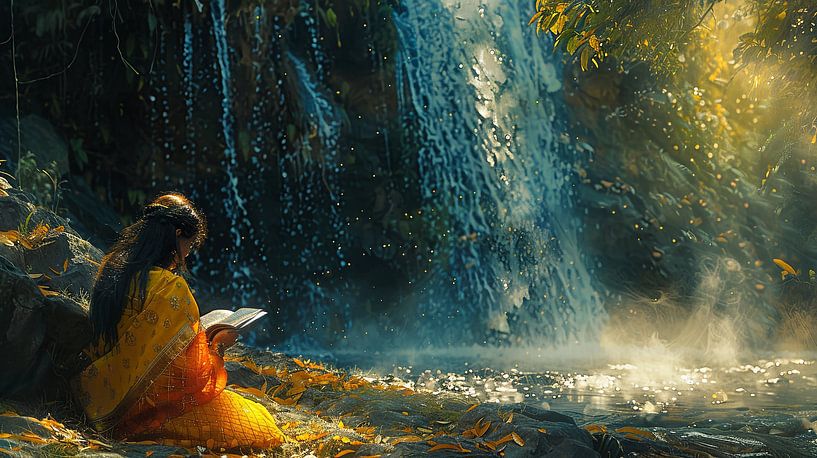 woman with lotus flower meditation by Egon Zitter