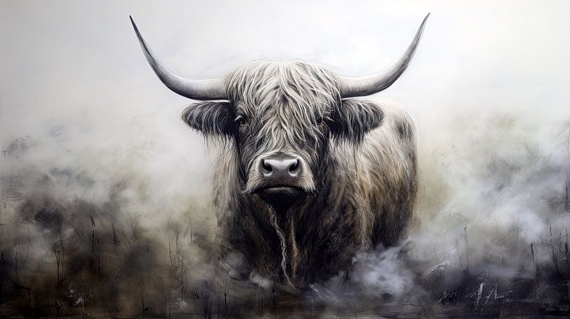 Big grazer the Scottish Highlander cow by Vlindertuin-Art