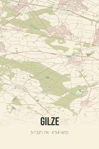 Vintage landkaart van Gilze (Noord-Brabant) van Stad & Wand
