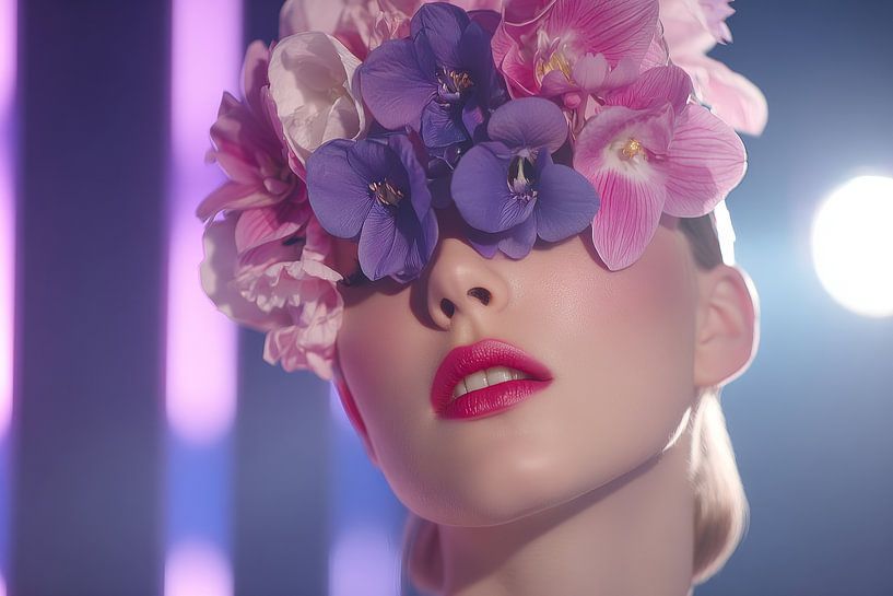 Frau mit Blumen als Augen von Egon Zitter