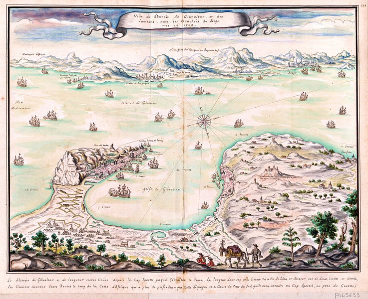 Louis Boudan, Capture of Gibraltar, view of the siege tombs in 1704 by Atelier Liesjes