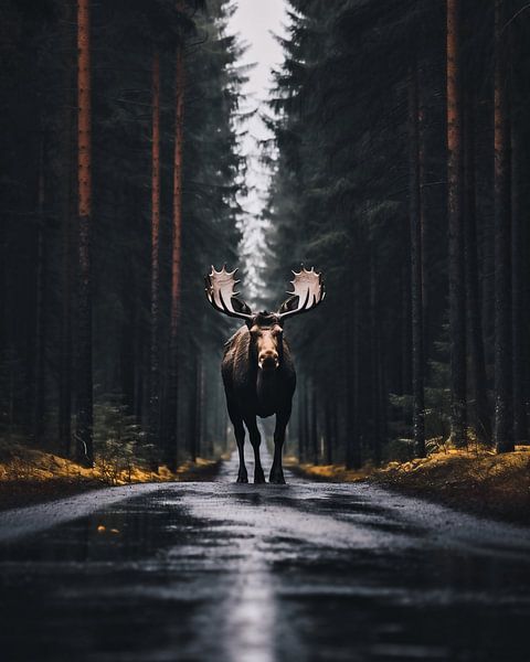 Elch im Wald von fernlichtsicht