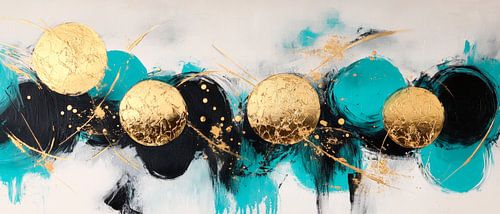 Abstract schilderij met gouden accenten