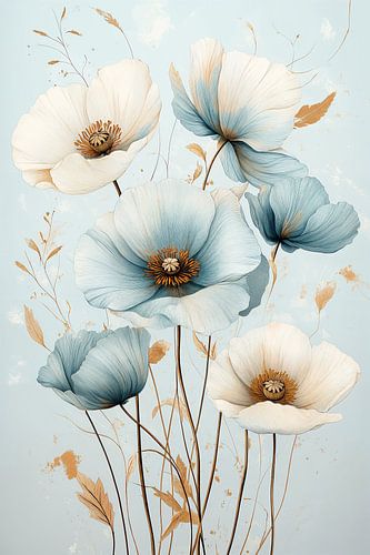 Coquelicots en Bleu Pastel n°5